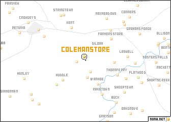 map of Coleman Store