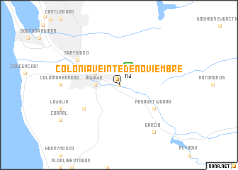 map of Colonia Veinte de Noviembre