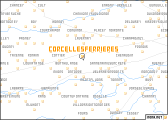 map of Corcelles-Ferrières