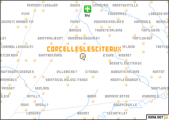 map of Corcelles-lès-Cîteaux