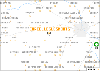 map of Corcelles-les-Monts