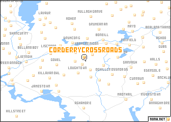 map of Corderry Cross Roads