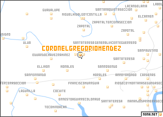 map of Coronel Gregorio Méndez