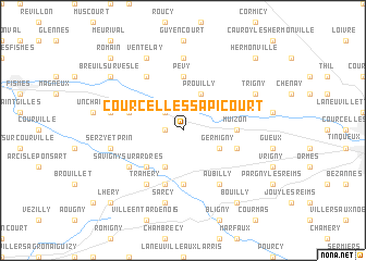 map of Courcelles-Sapicourt