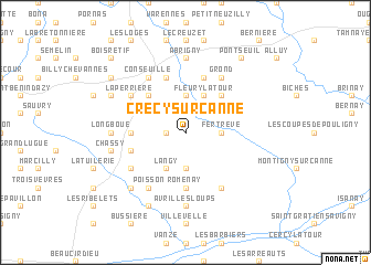 map of Crécy-sur-Canne