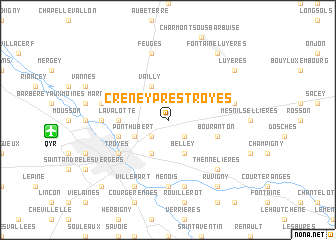 map of Créney-près-Troyes