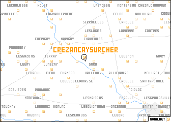 map of Crézançay-sur-Cher