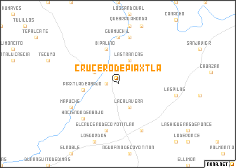 map of Crucero de Piaxtla