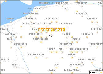 map of Csegepuszta
