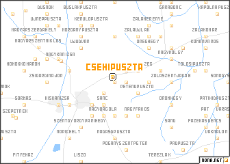 map of Csehipuszta