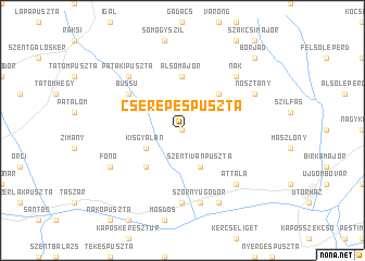 map of Cserepespuszta