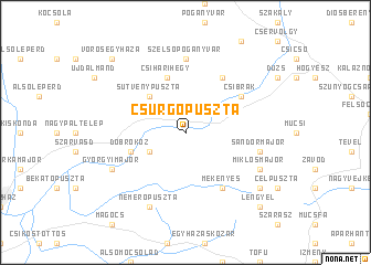 map of Csurgópuszta