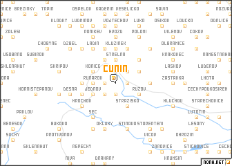 map of Čunín