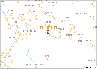 map of Cvijetići