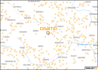 map of Cvijetići