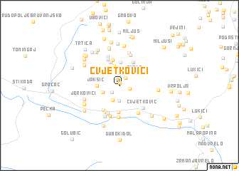 map of Cvjetkovići