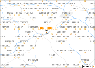 map of Cvrčovice