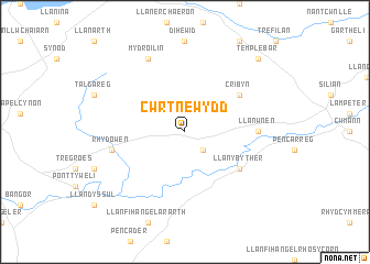 map of Cwrt-newydd
