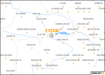 map of Čyčkai