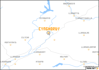 map of Cynghordy