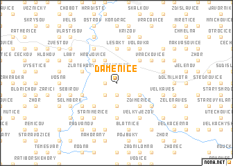 map of Daměnice