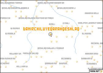 map of Damīrchīlū-ye Qarah Qeshlāq