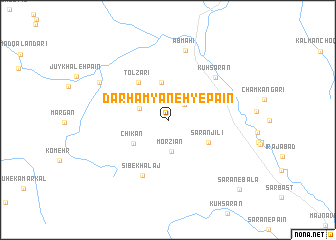 map of Darhamyāneh-ye Pā\