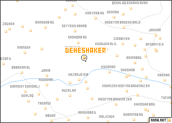 map of Deh-e Shāker