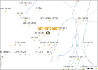 map of Deh Gerdīān
