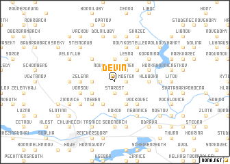 map of Děvín