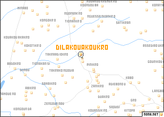 map of Dila-Kouakoukro