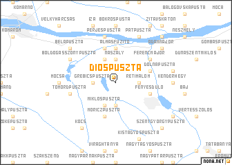 map of Dióspuszta
