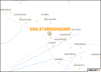 map of Dowlatābād-e Mūghār