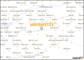 map of Dřevohostice