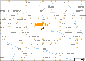 map of Dubiażyn