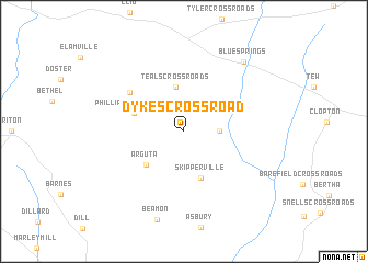 map of Dykes Crossroad