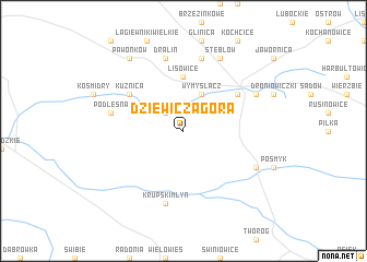 map of Dziewicza Góra