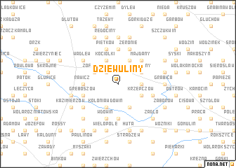 map of Dziewuliny