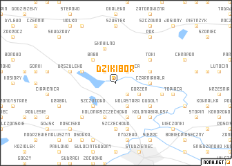 map of Dziki Bór