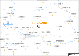 map of Dziwiszów