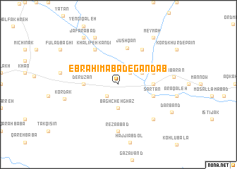 map of Ebrāhīmābād-e Gandāb