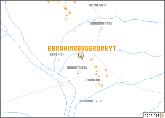 map of Ebrāhīmābād-e Koreyt