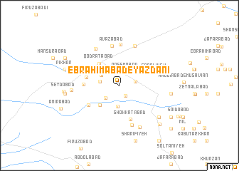 map of Ebrāhīmābād-e Yazdānī