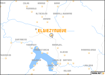 map of El Diez y Nueve