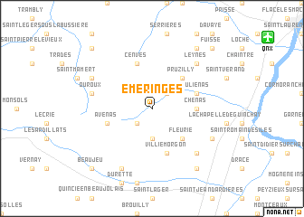 map of Émeringes