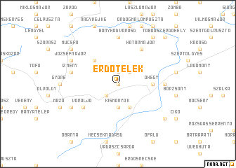 map of Erdőtelek