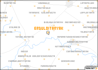 map of Érdůlőitanyák