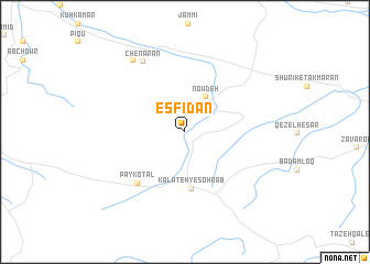 map of Esfīdān
