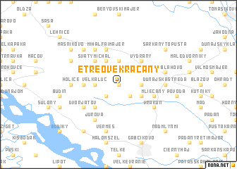 map of Etreove Kračany