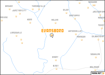 map of Evansboro